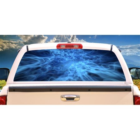 AMISTAD Window Graphic Back Truck Decal - Blue Smoke Rear AM2679365